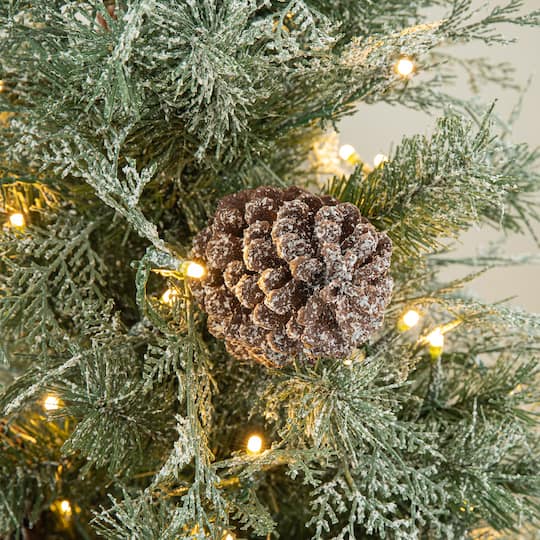 2 Pack 4ft. Pre-Lit Pine Artificial Christmas Porch Tree, Warm White LED Lights